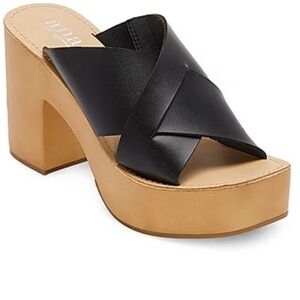 a.n.a. Women's Black Huey Block Heeled Sandals Size 7M NIB Y2K style clogs